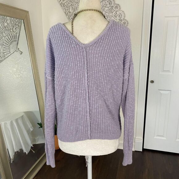 Hippie Rose Chunky Coquette Lilac Light Purple Knitted Knit Button Up Cardigan M - Picture 4 of 8